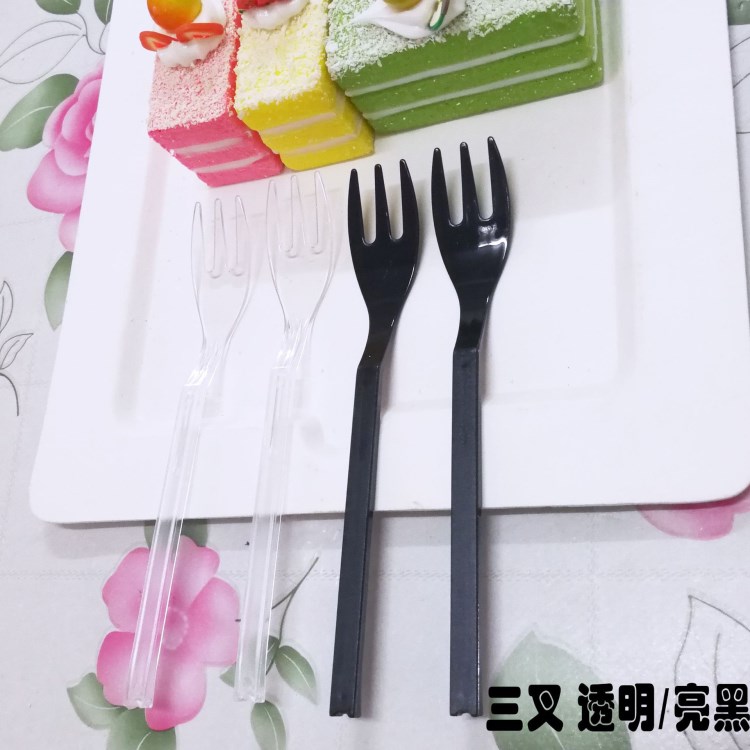 三叉 食品級(jí)蛋糕叉 一次性塑料叉 蛋糕烘培餐具 QS廠家