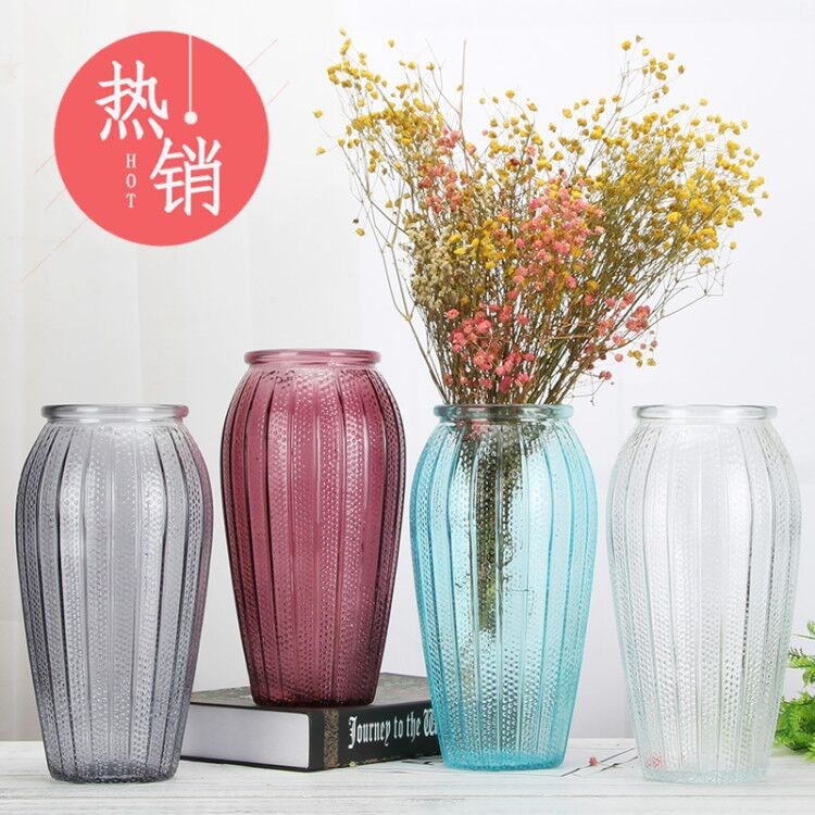 玻璃花瓶辦公室鮮花容器歐式工藝品擺件客廳桌面式花盆簡(jiǎn)約插花瓶