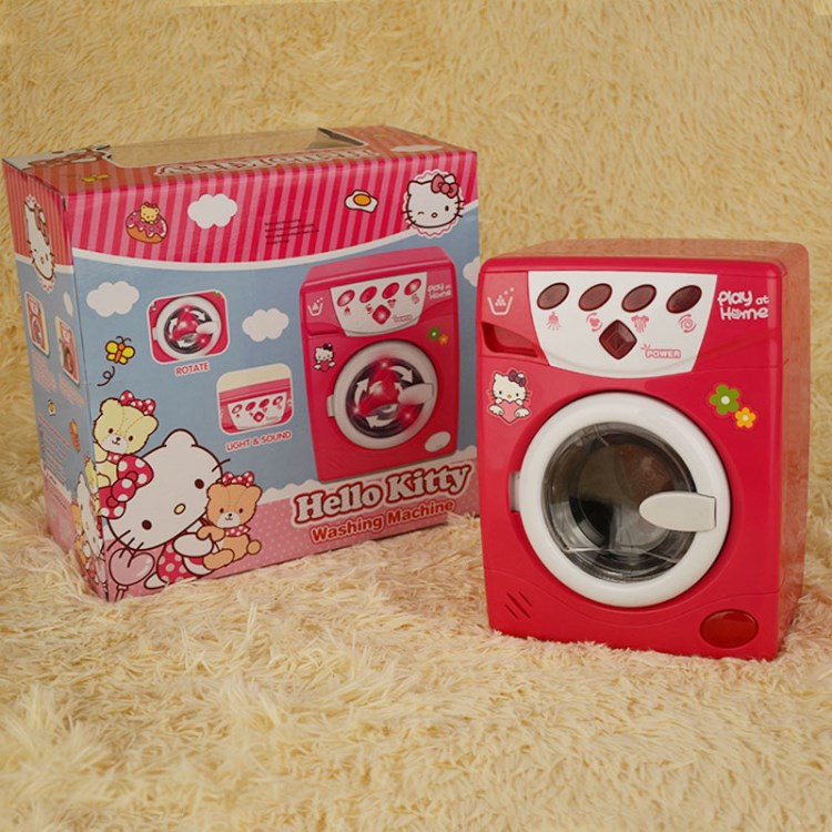 Hello Kitty迷你洗衣机玩具厨房女孩过家家仿真厨房套装灯光声音