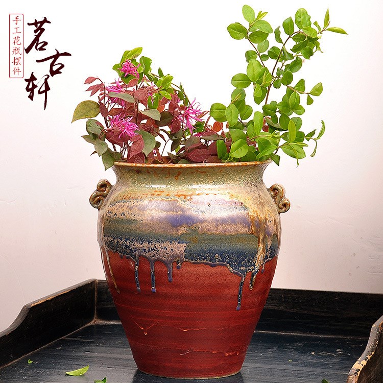 景德鎮(zhèn)陶瓷花瓶 美式鄉(xiāng)村餐桌客廳電視柜擺件花器古典陶瓷花瓶