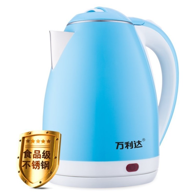 萬利達(dá)批發(fā)不銹鋼電熱水壺雙層防燙快速電水壺自動斷電燒水壺禮品