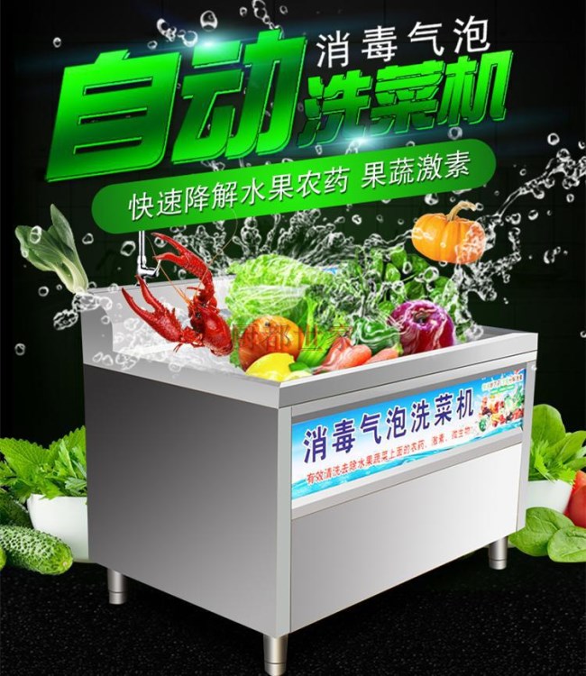 洗菜机商用大型不锈钢洗菜机果蔬机臭氧气泡式全自动厨房酒店