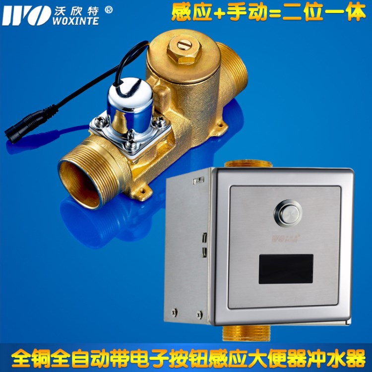 全自動感應大便沖水器 暗裝入墻式沖洗閥 交直流 帶手動按鈕 5818