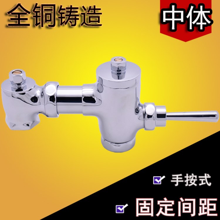 全銅手按式腳踏式蹲便器沖水器 臥式手動(dòng)沖洗閥 大便蹲坑延時(shí)閥