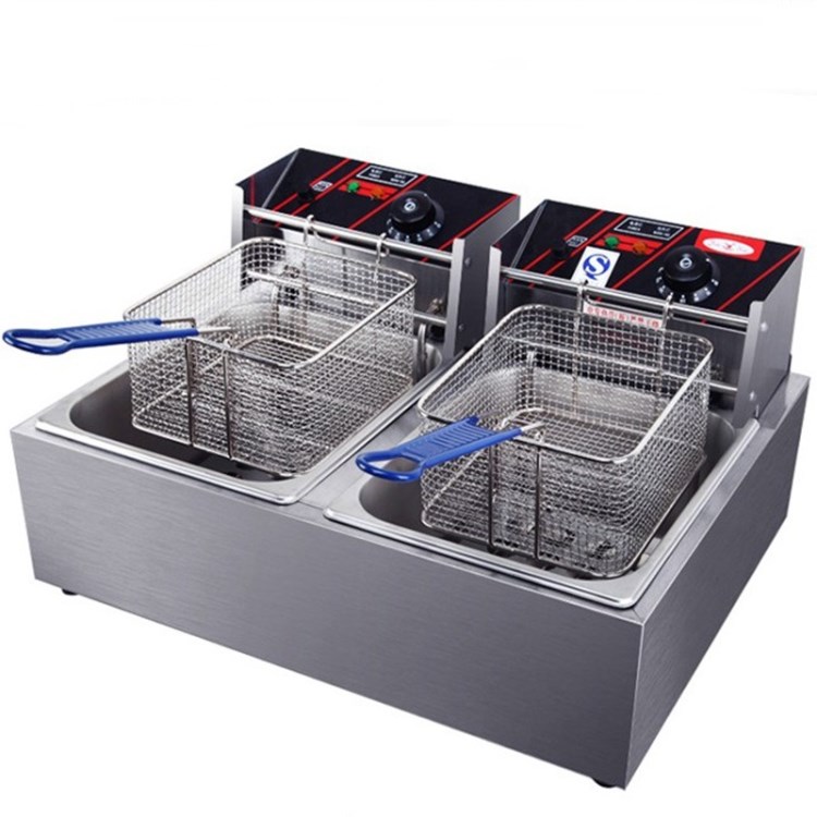 廠家新款EF-82電炸爐商用雙缸電炸爐新款雞翅臺式油炸鍋廚具設備