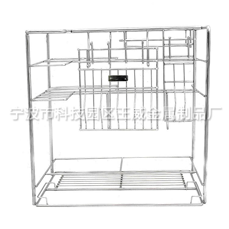 供應(yīng)不銹鋼廚房置物架 耐用櫥柜調(diào)味籃 加厚扁鋼碗碟調(diào)味架拉籃
