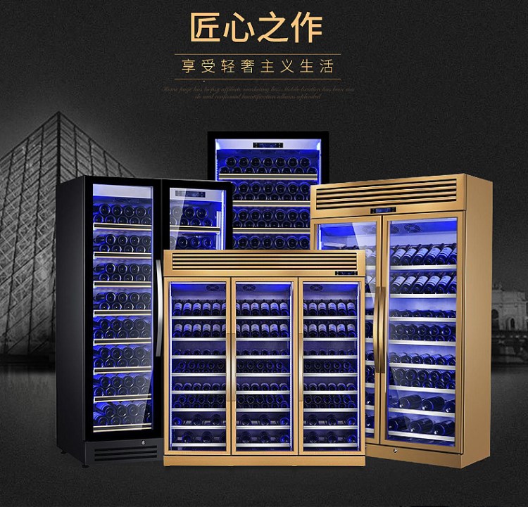 定制大容量雙開門獨立控溫電子恒溫葡萄酒紅酒展示柜