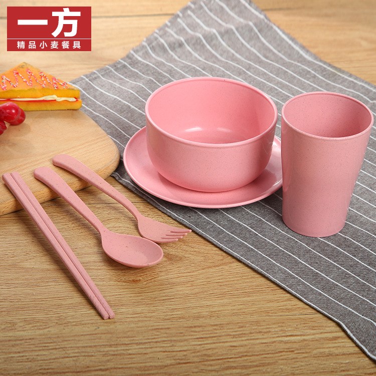 網(wǎng)絡(luò)爆款餐具六件套 色時(shí)尚餐具套裝 環(huán)保麥香可愛兒童碗具