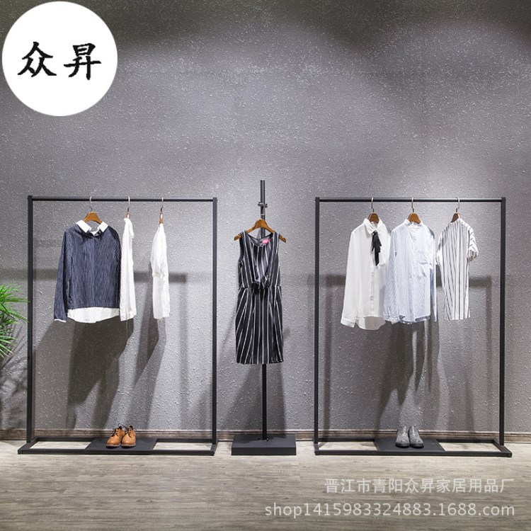 简约服装架服装店衣架展示架上墙 男女装陈列架落地式铁艺服装架