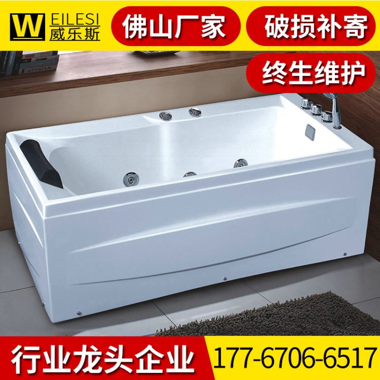佛山亞克力浴缸長方形沖浪按摩恒溫浴缸酒店工程普通成人浴缸853