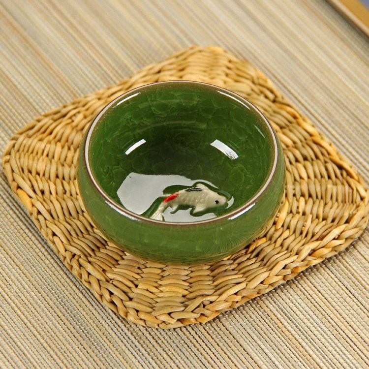 茶具定制LOGO 冰裂茶杯 單杯小茶碗 紫砂陶瓷功夫 青瓷鯉魚杯