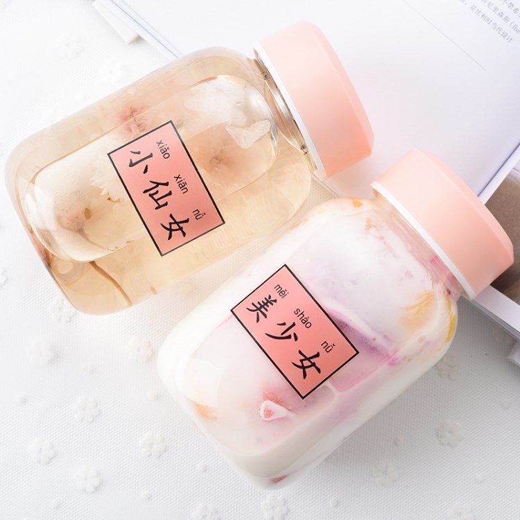 一件代發可愛情侶玻璃水杯創意韓版花茶杯子帶茶漏果汁隨手杯定制