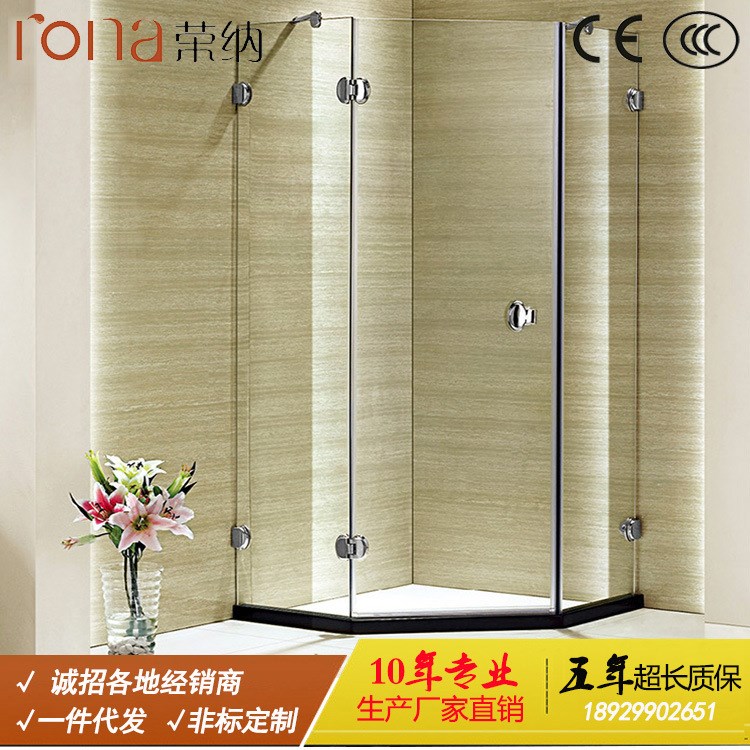 出口鉆石型淋浴房 304不銹鋼淋浴房 鋼化玻璃無框淋浴房90*90