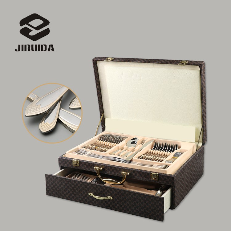 不銹鋼西餐餐具刀叉套裝 歐式家用牛排刀叉勺全套 鍍金72件套