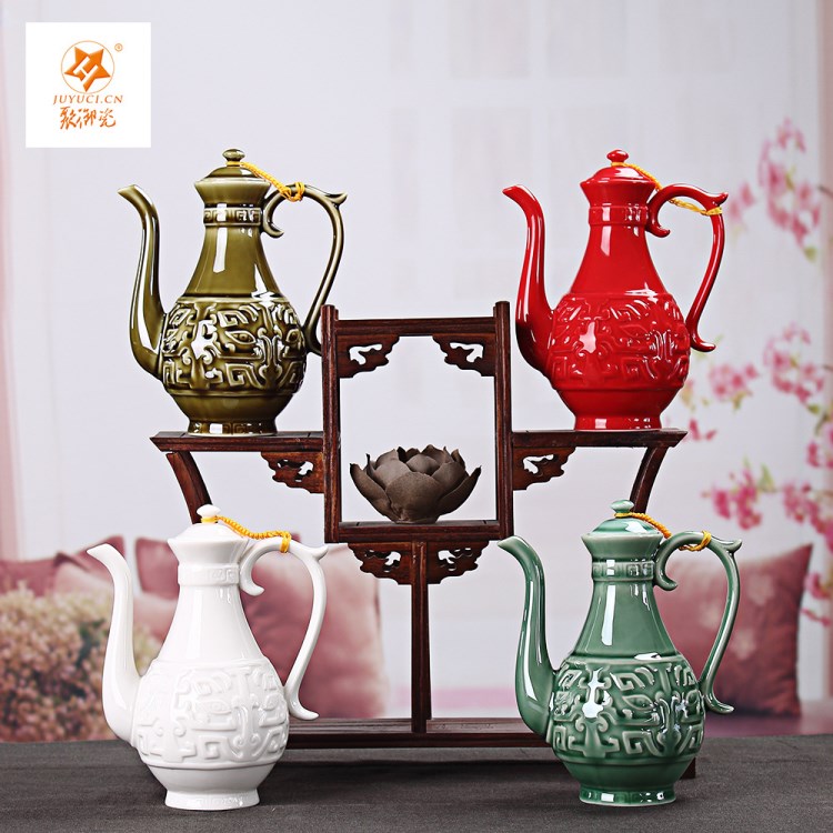 春壶酒壶陶瓷分酒器具500ml酒具四个颜色提供选择厂家现货批发