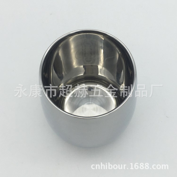 定制圓形鼓形雙層小口杯 內(nèi)外304不銹鋼弧形咖啡杯 鏡光處理