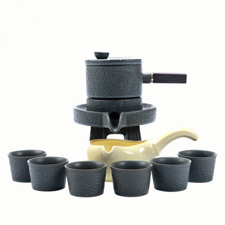 半自動茶具套裝時來運轉(zhuǎn)陶瓷茶具套裝防燙石磨功夫沖茶器廠家批發(fā)