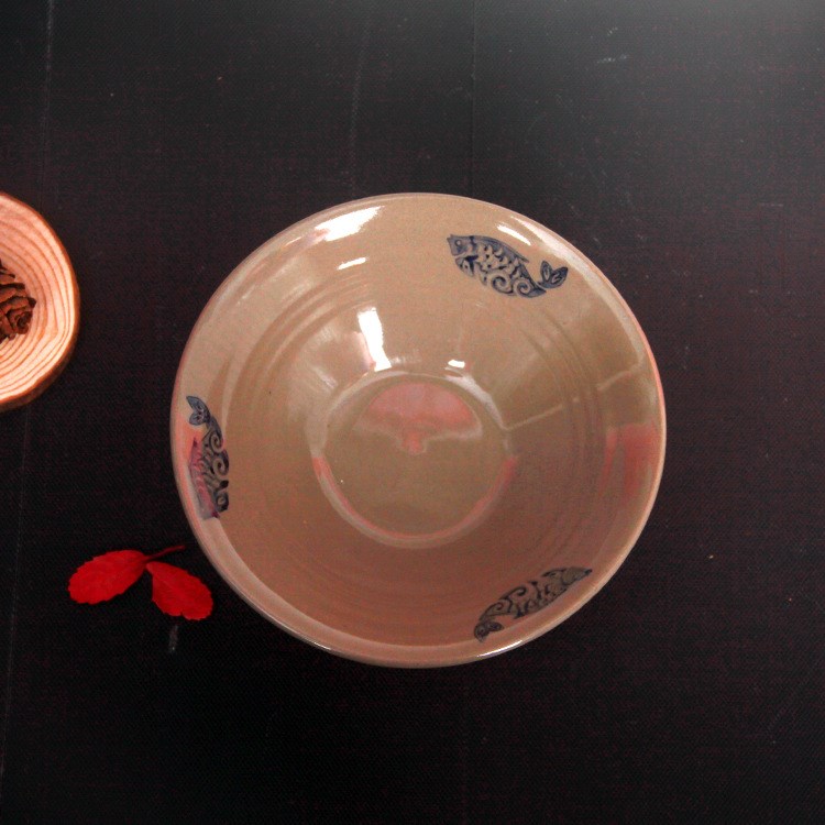 仿古粗陶餐具家庭用品面食碗 酒店餐具陶瓷粉碗魚碗景德鎮陶瓷