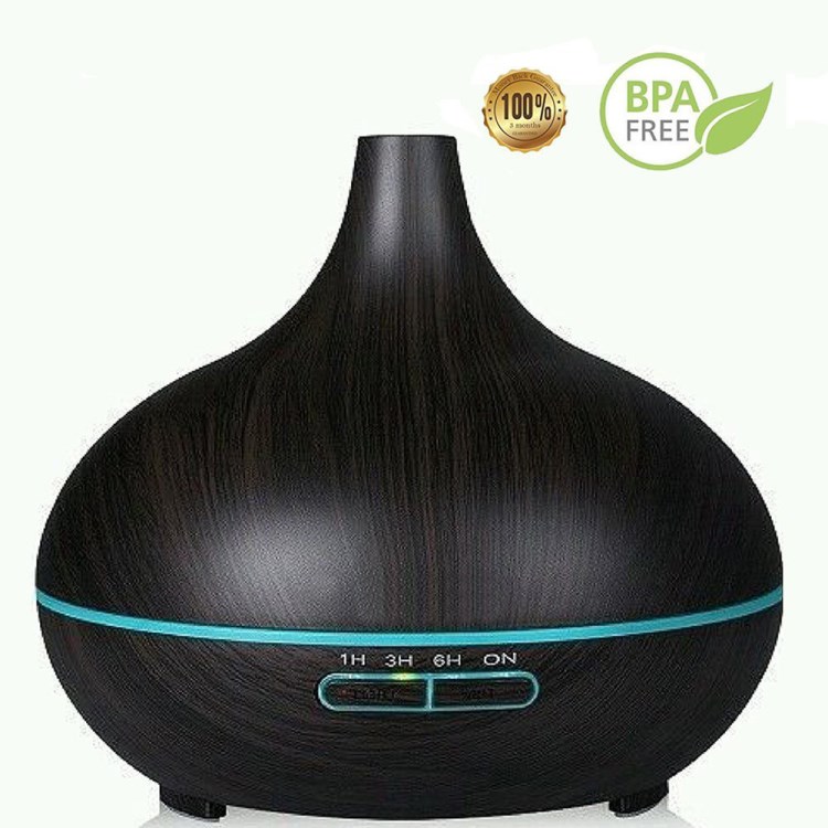 家用電器桌面木紋香薰機加濕器300ML靜音超聲波霧化器空氣凈化器