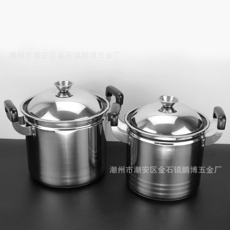 無磁不銹鋼特高鍋 加厚復底直身鍋 廚房廚具煮粥湯煲鍋鍋煲