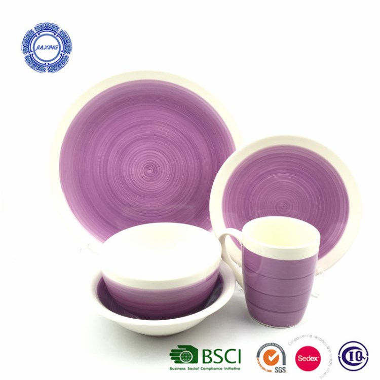 歐美日用炻瓷手繪12oz杯飯碗湯碗8/10.5寸盤陶瓷彩盒24件套