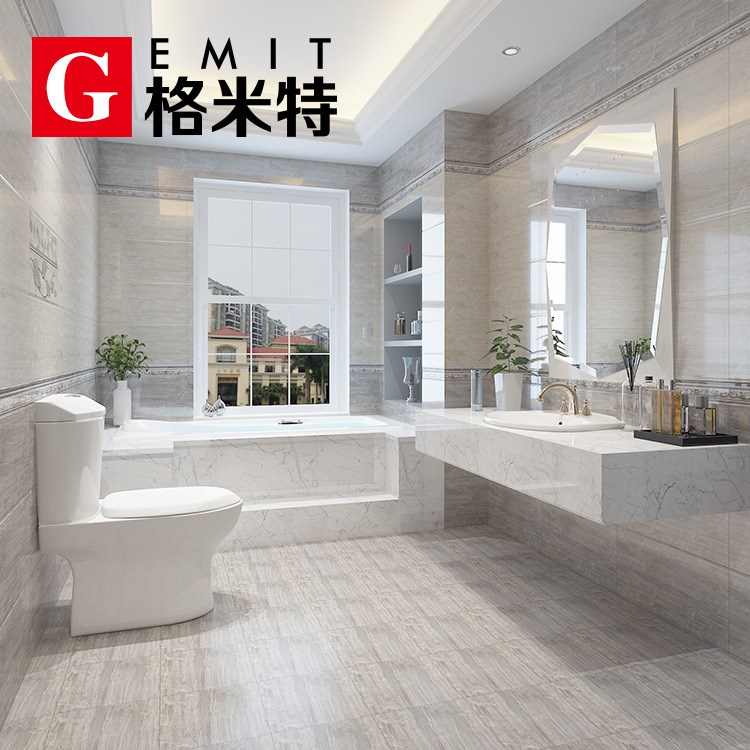 廚房衛(wèi)浴瓷磚 300*600衛(wèi)生間墻面磚灰色大理石瓷片歐式防滑小地磚