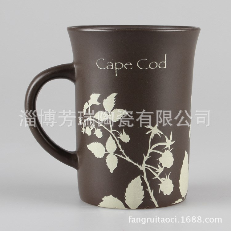  炻瓷色釉杯子 陶瓷杯 可加印定制圖案LOGO 贈品定制陶瓷杯批