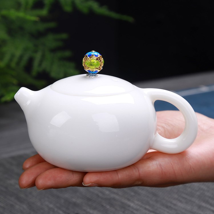 德化白瓷茶壺玉瓷小單壺泡茶壺陶瓷茶具西施壺手工家用茶壺茶杯