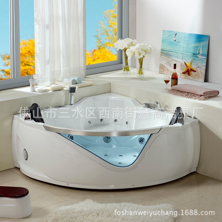 浴缸廠家 按摩沖浪三角形浴缸 鋼化玻璃浴缸 立志成浴缸品牌