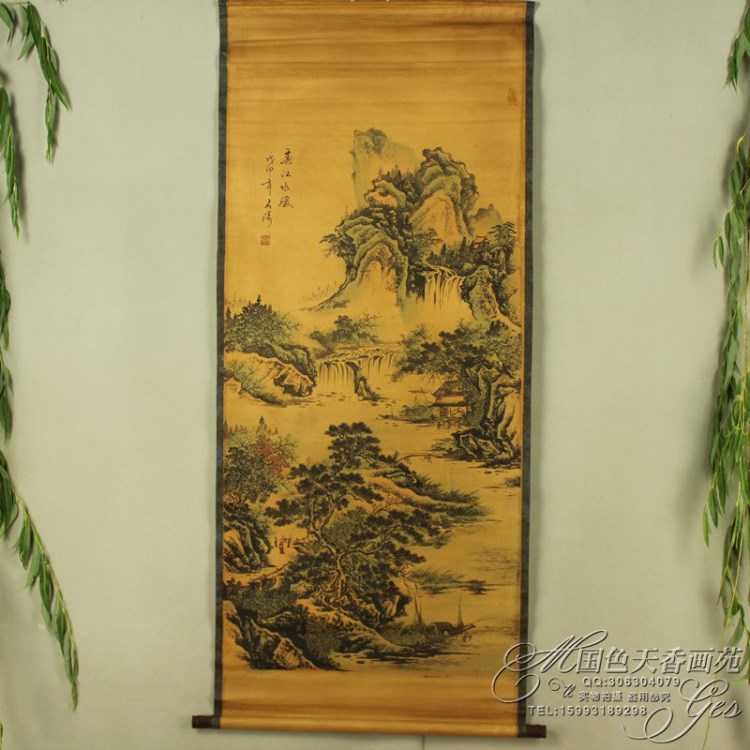 国画山水画仿古名人花鸟长卷中堂画文革画壁画石涛 春江水暖