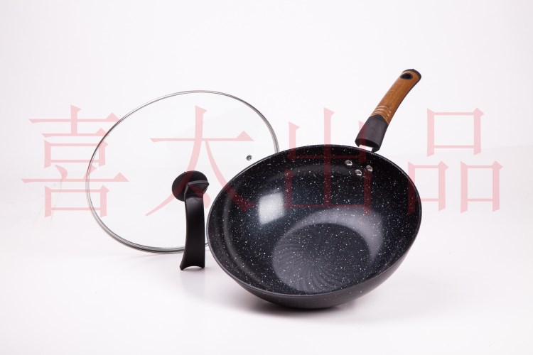 廠家批發廚老板炒鍋麥飯石無油煙鍋 不粘鍋 炒菜鍋 會銷禮品 掛件