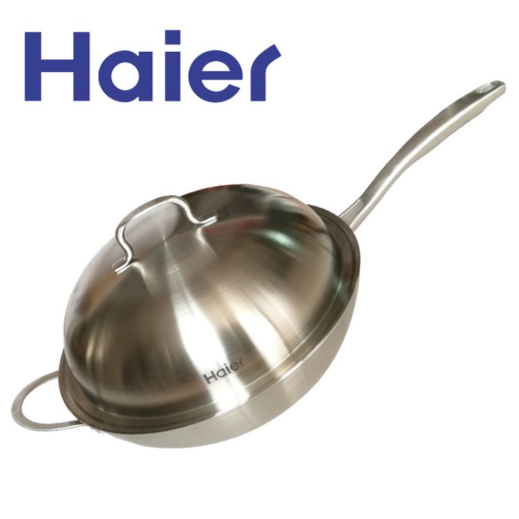 Haier/海爾HCG-32ZGV03不銹鋼炒鍋32cm無涂層炒鍋物理不粘鍋通用
