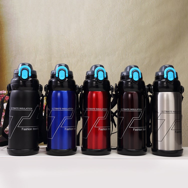 新款304不銹鋼創意保溫壺小口徑翻蓋保溫杯便攜大容量水杯可定制