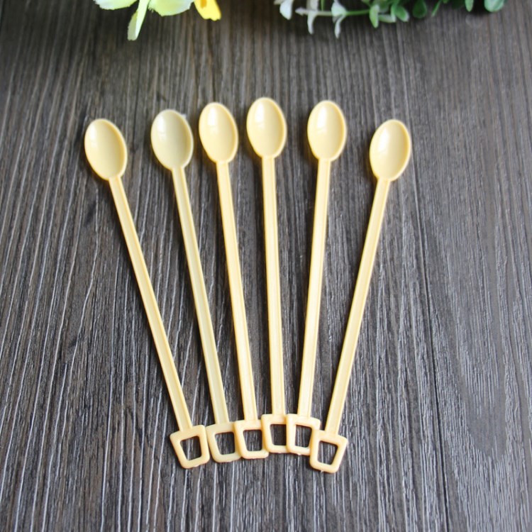 一次性餐具廠價(jià)現(xiàn)貨供應(yīng)咖啡羹PS塑料一次性勺子調(diào)羹湯匙