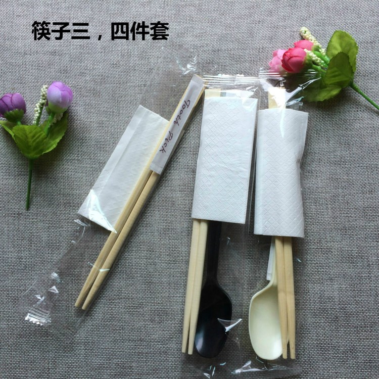 一次性筷子餐具套裝外賣打包湯勺牙簽餐巾紙三四件套