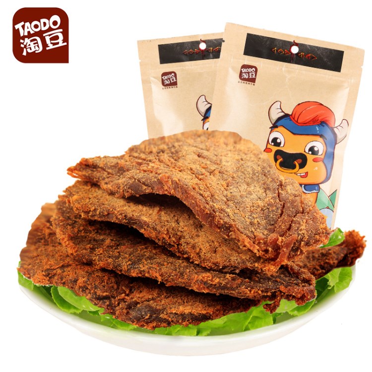 淘豆香辣味風干牛肉干100g*40袋整箱裝牛肉類零食特產