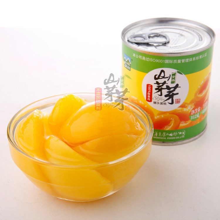 水果罐頭休閑食品批發(fā) 脆甜黃桃罐頭312g/罐 糖水黃桃罐頭