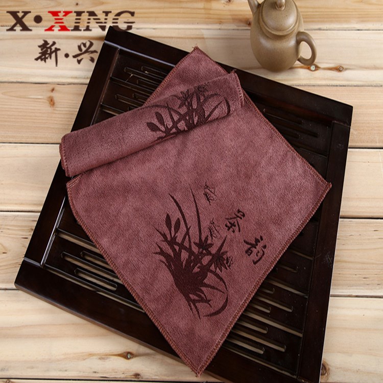 磨毛30*30茶巾加厚超細(xì)纖維方巾禮品毛巾吸水快干棉麻茶具清潔巾