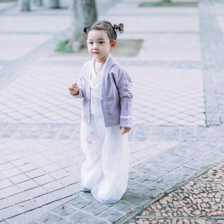 2018春季新款童裝一件代發(fā) 女童復(fù)古刺繡花朵民族服裝 兒童漢服