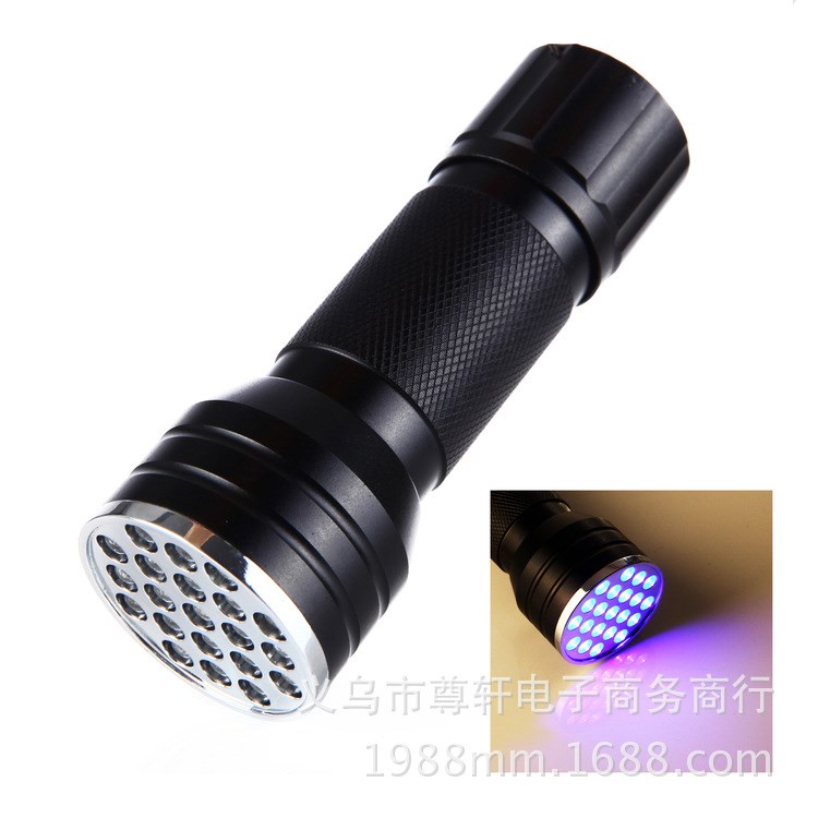 UV Flashlingt 21LED燈珠紫外線手電筒 現(xiàn)貨紫光手電筒檢熒光