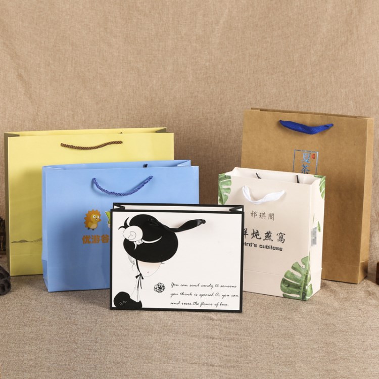 廠家定制白卡手提袋禮品手挽袋購物服裝牛皮紙袋logo印刷定做