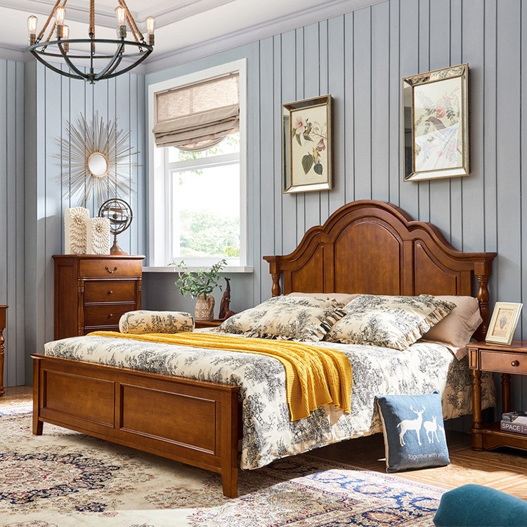 美佳乐实木床卧室18米双人床15米全实木大床美式乡村全实木大