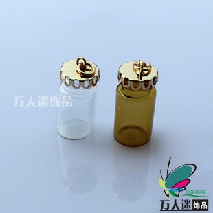 手工许愿瓶 漂流瓶 镂空蕾丝盖 diy饰品 吊饰玻璃瓶 22*11MM