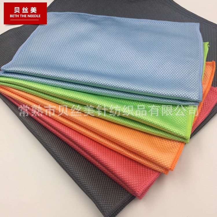 廠家批發(fā)清潔魚鱗格抹布洗碗巾定制多功能衛(wèi)衣布毛圈布廚房洗碗巾