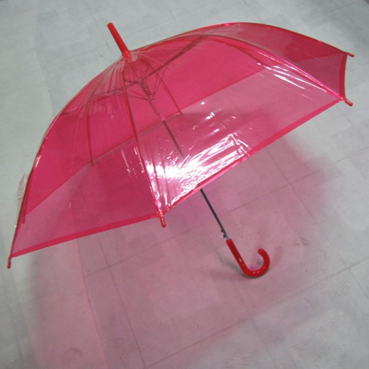 【】新品 精美23寸透明有色雨傘 雨具批發(fā) 廠家直銷