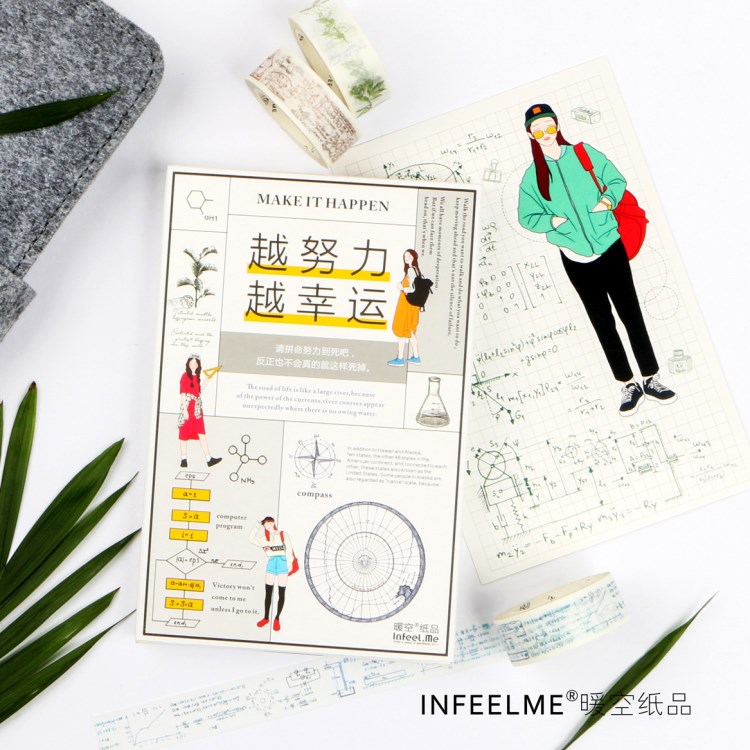 Infeel.me暖空 原創(chuàng)盒裝明信片 越努力，越幸運(yùn) 30張入 賀卡套裝