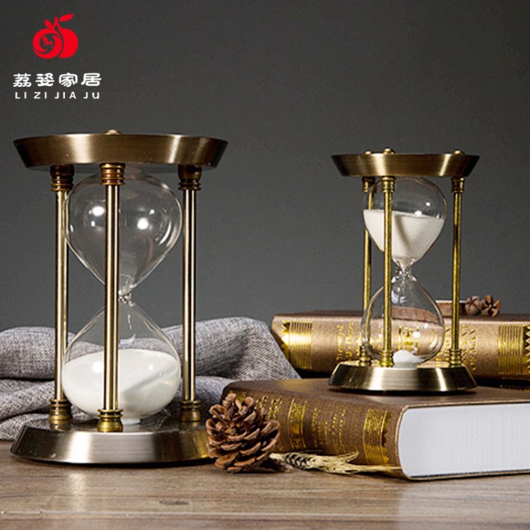 荔姿廠家供應玻璃工藝品 時間沙漏計時器 圓柱15分鐘沙漏家居擺飾