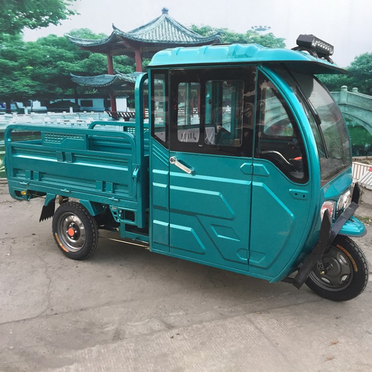 半封閉式電動三輪車拉貨車半棚三輪車載重快遞用電三輪車