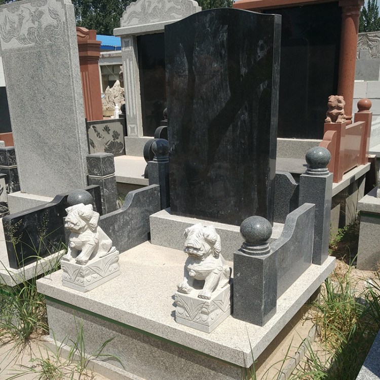 石雕墓碑 廠家定制花崗巖墓碑大理石墓碑 中式陵園墓碑刻字黑石碑