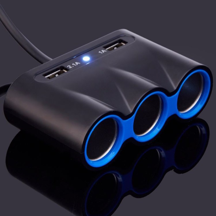 廠家批發(fā)一拖三點煙器 汽車用一分三電源分配器 雙USB車載充電器